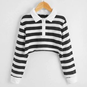 Girls Striped Cropped Long Sleeve